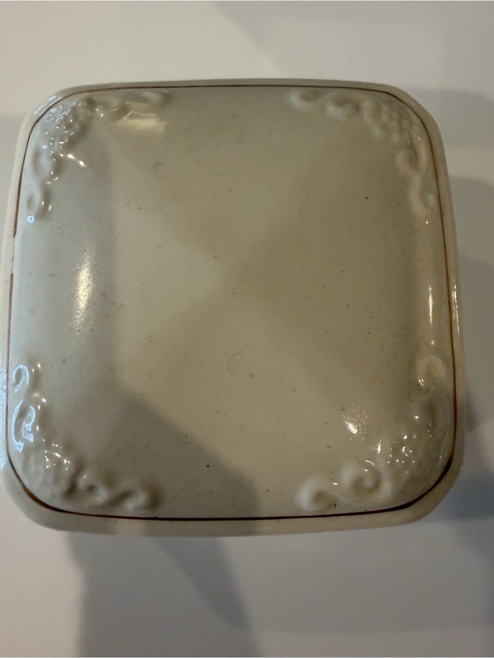 PS Paul Smith Cream Ceramic Trinket Box with Subtle Floral Relief